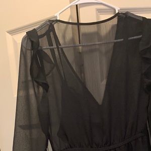 LBD with button down back and sheer bodess